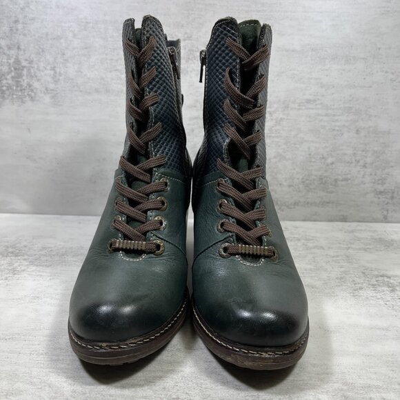 Dromedaris Hayley Leather Heeled Boots - Women's Size EU 38 / US 7.5-8 - Green - Picture 3 of 9
